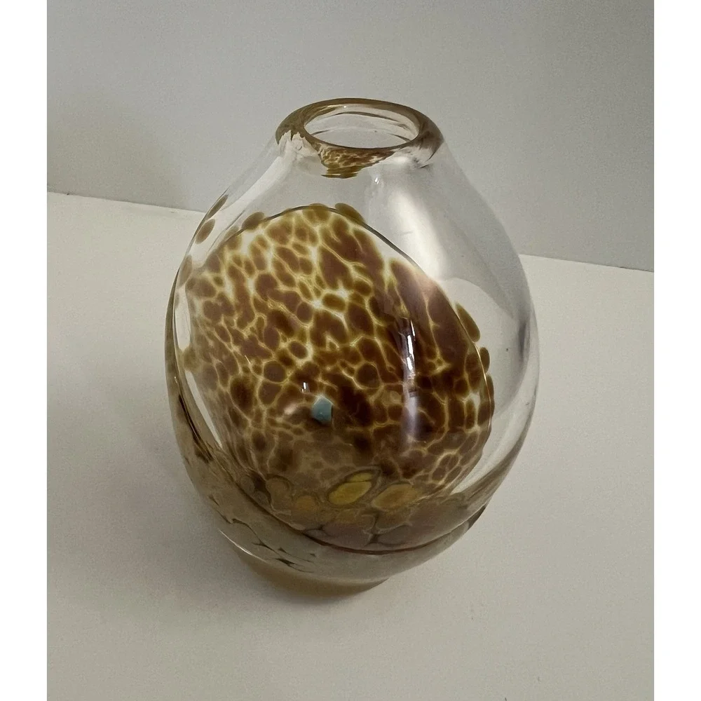 H Jenkins S Ross Volcano Art Glass Mini Vase Big Island Glass Hawaii Signed Hand